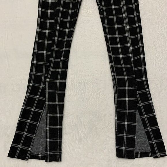 Streetwear Society Plaid Leggings Women's Medium Flare Boot Split Hem - Picture 2 of 7